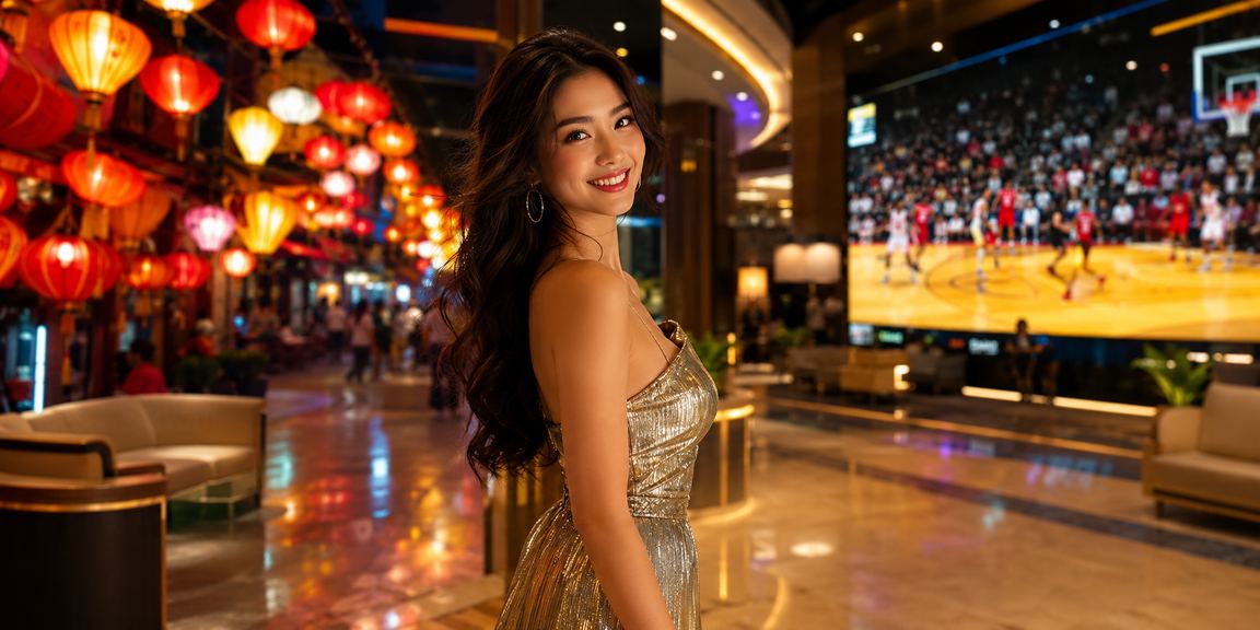 Người dùng Hà Nội theo dõi trận bóng rổ và đặt cược trực tuyến qua e30 dưới ánh đèn lồng truyền thống