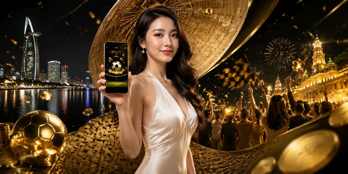 Người dùng TP.HCM trong trang phục truyền thống theo dõi kèo bóng đá và đặt cược trực tuyến